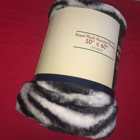 Zebra Pattern Throw 50" x 60' by Royal Plush Raschel Throw - Picture 3 of 4
